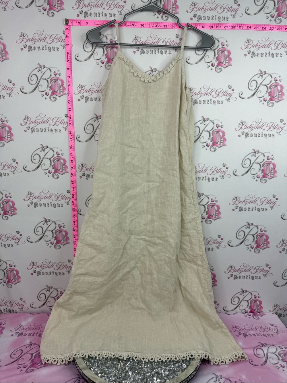 TERZO MILLENNIO Italy 🇮🇹 dress long maxi Slip Dress in Beige cream white crochet